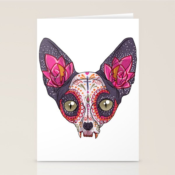 Dia De Los Muertos Sugar Skull Cat Stationery Cards By