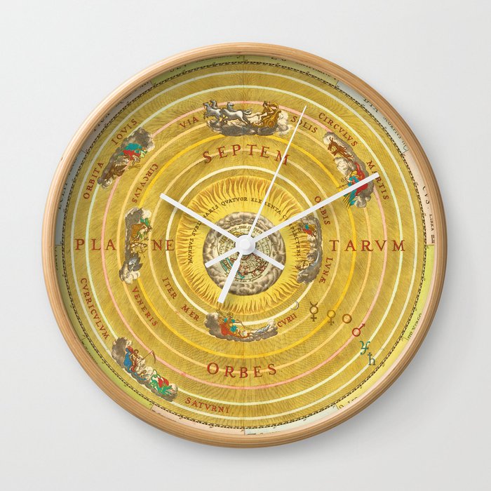 Andreas Cellarius "1660 illustration of Claudius Ptolemy's geocentric model of the Universe" Wall Clock