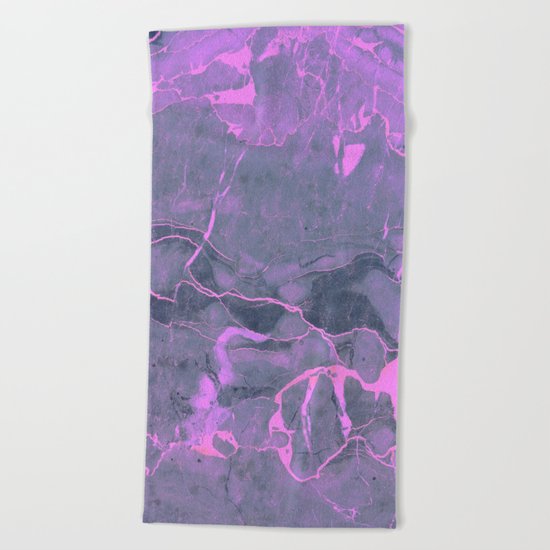 Grey and Pink Marble Beach Towel