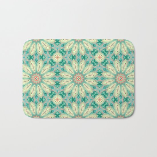 Daisy. Ornament bright turquoise . Bath Mat