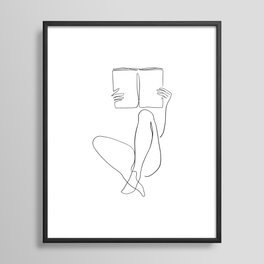 Reading Naked n.2 Framed Art Print | Figure, Dorm, Female, Line, Gallery Walls, Erotic, Love, Read, Lines, Sketch 