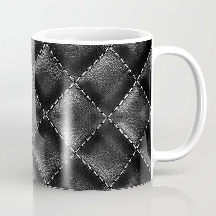 Quilted black leather pattern, bag design Coffee Mug