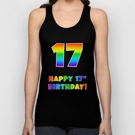 [ Thumbnail: HAPPY 17TH BIRTHDAY - Multicolored Rainbow Spectrum Gradient Tank Top ]