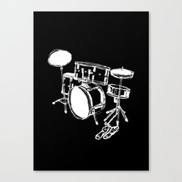 Drum Kit Rock Black White Canvas Print