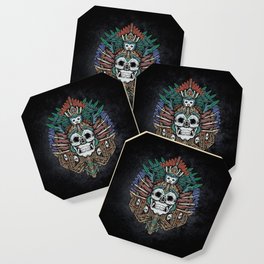 Ah Puch, Mayan Death Skull Headdress Coaster