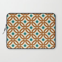 Pretty Intertwined Ring and Dot Pattern 644 Turquoise Brown and Beige Laptop Sleeve