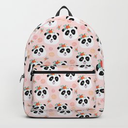 Panda bear with flowers seamless pattern Backpack | Children, Pink, Animal, Happy, Child, Baby, Nursery, Bedding, Seamless, Pattern 