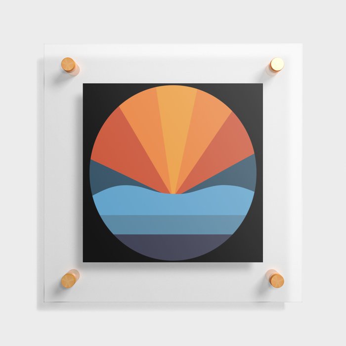 DarkCoverSun - Colorful Sunset Retro Abstract Geometric Minimalistic Design Pattern Floating Acrylic Print