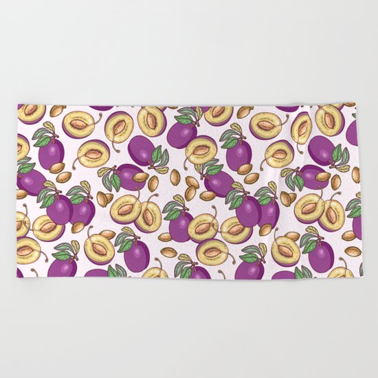 Romantic plum pattern Beach Towel