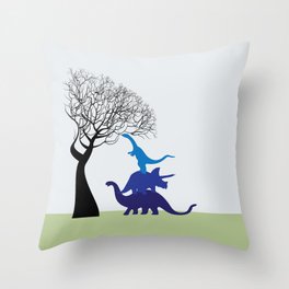 Dinosaur tower Throw Pillow