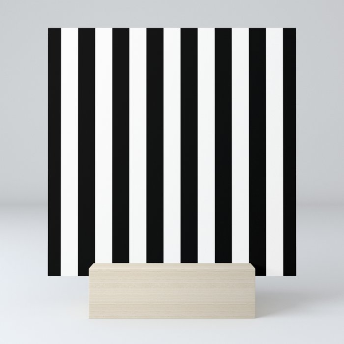 Parisian Black and White Stripes (vertical) Mini Art Print