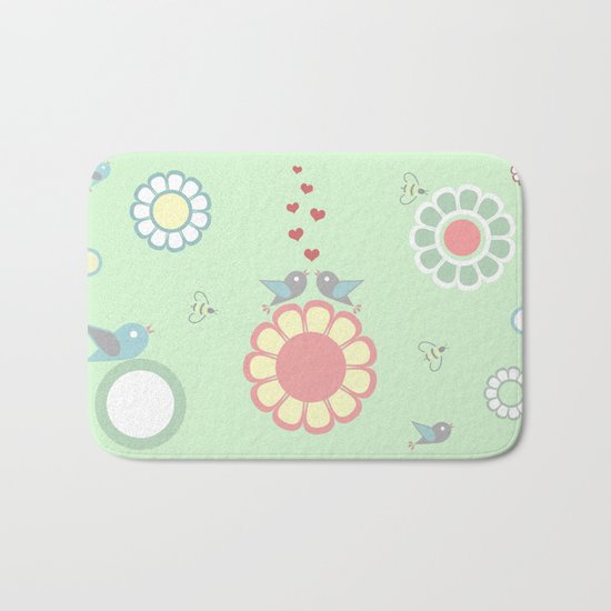 SWEET BIRDS ON GREEN (children) Bath Mat