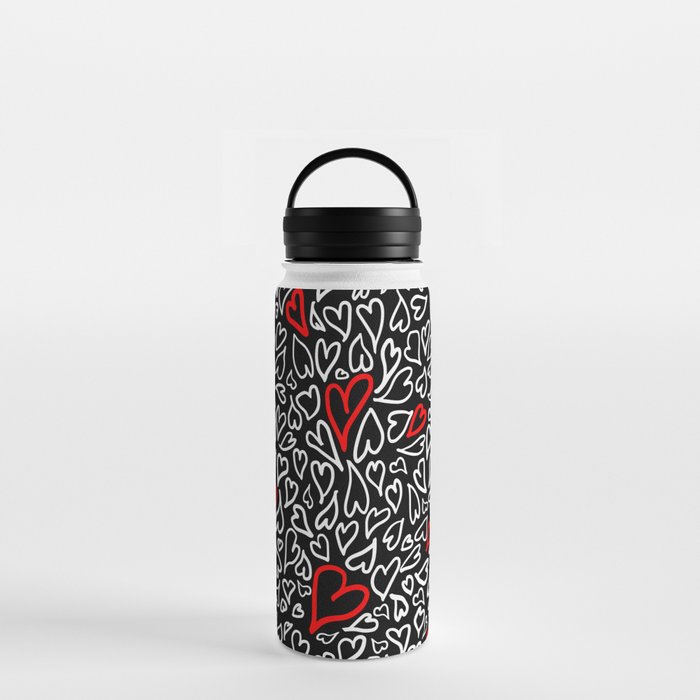 Hearts Galore Red/Black Water Bottle