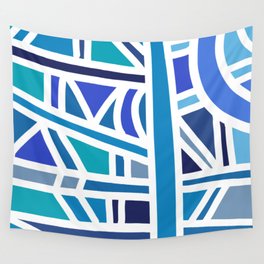 Kind of Blue Abstract Geometric Pattern Art by Emmanuel Signorino Wall Tapestry