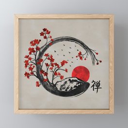 Zen Enso Circle and Sakura Branches Framed Mini Art Print