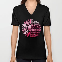 Breast Cancer Awareness Sunflower V Neck T Shirt