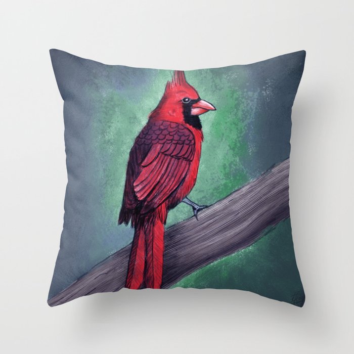 Northern Cardinal Artwork , Birds Collection  Throw Pillow