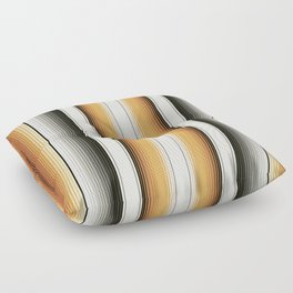 Navajo White, Gray, Black and Amber Brown Southwest Serape Blanket Stripes Floor Pillow