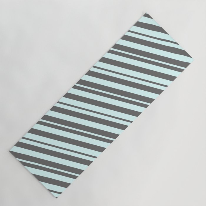 Light Cyan and Dim Grey Colored Lines/Stripes Pattern Yoga Mat