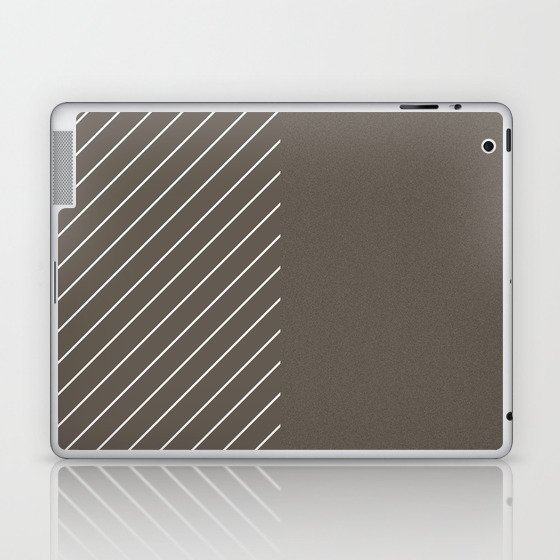 Elegant Thin Stripes and Paper Texture Noise Texture Brown White Laptop & iPad Skin