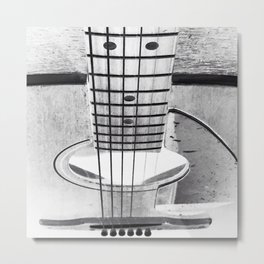 Guitar Strings - Black and White Metal Print