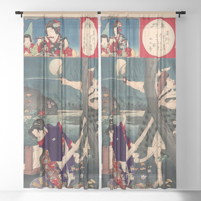 Princess Nadeshiko and the Robber Tsuchikuro (Toyohara Chikanobu) Sheer Curtain