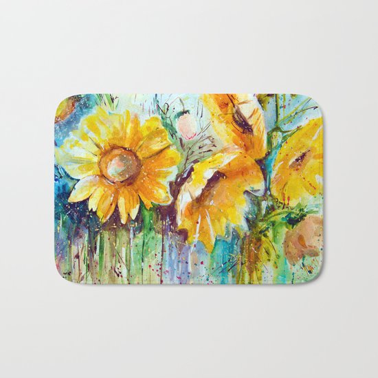 bouquet of sunflowers Bath Mat
