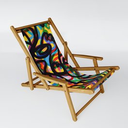 Graffiti Abstract Art Brut Line Yellow  Sling Chair