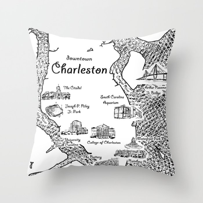 Downtown Charleston Throw Pillow