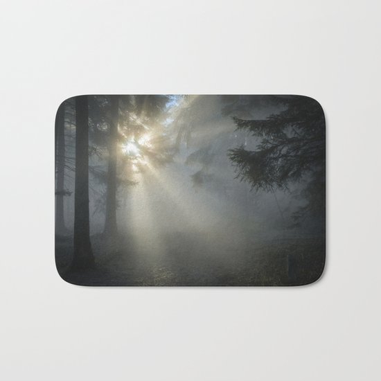 Winter Sunrise in the Forest Bath Mat
