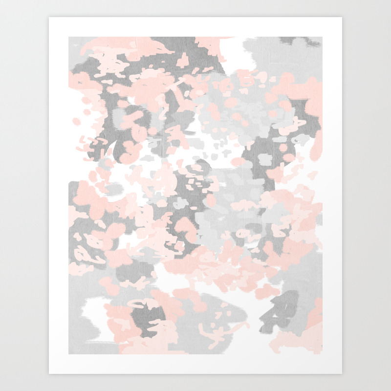 Camo Pink And Grey Abstract Brushstrokes Modern Canvas Art Decor