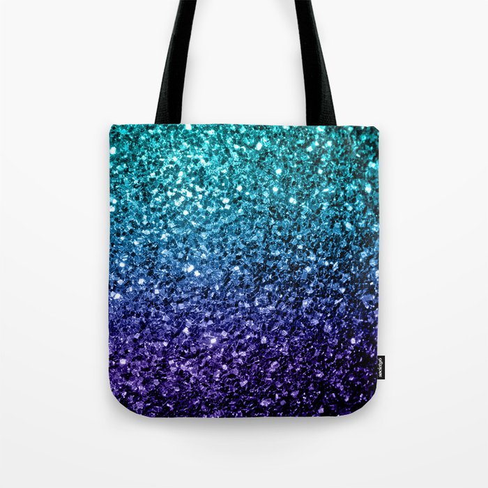 Beautiful Aqua Blue Ombre Glitter Sparkles Tote Bag By Pldesign
