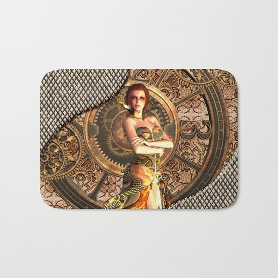 Steampunk, beautiful steam women Bath Mat