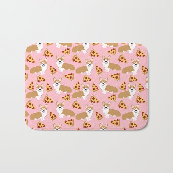 Welsh Corgi Pizza pattern funny dog art customized pet portrait children fur baby must have corgi Bath Mat