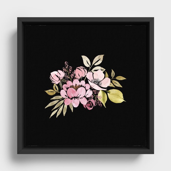 Watercolor Flowers Framed Canvas