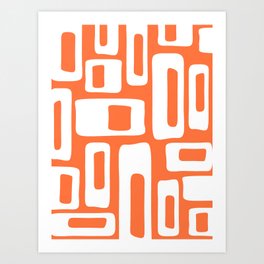 Retro Mid Century Modern Abstract Pattern 335 Orange Art Print