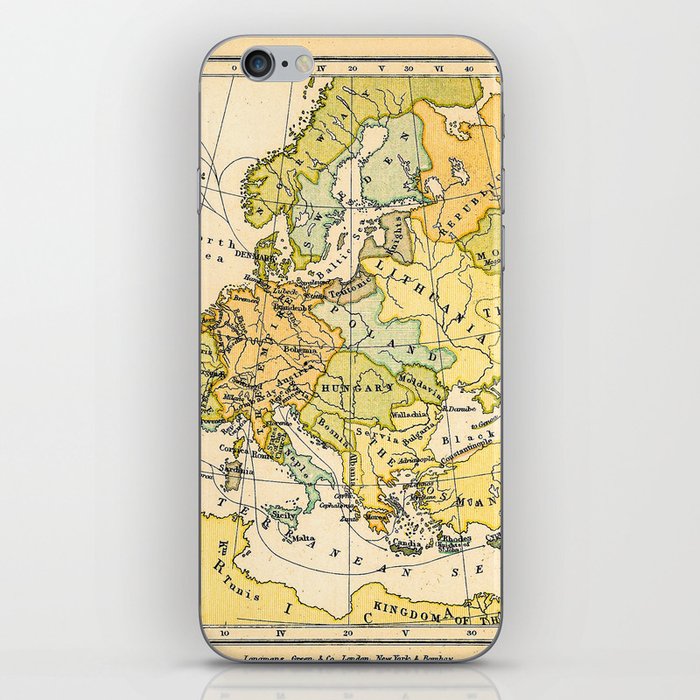 Europe During The 14th Century - Vintage Map iPhone Skin
