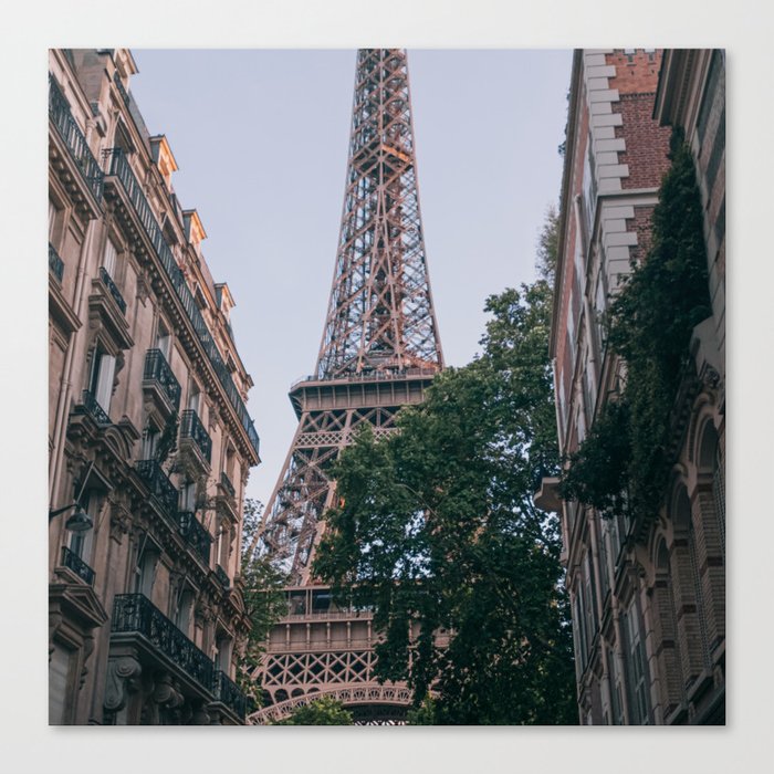 France Photography - Eiffel Tower Seen From Between Two Buildings Canvas Print