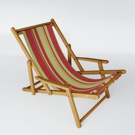 [ Thumbnail: Dark Khaki & Brown Colored Striped Pattern Sling Chair ]