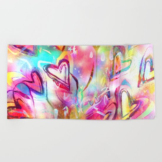 Bursting Hearts Beach Towel