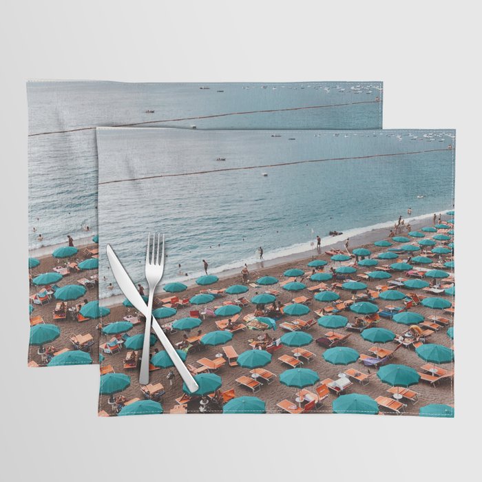 Italy Blue Maiori Beach And Umbrellas Placemat