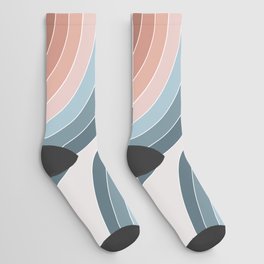 Blue and pink retro style circles Socks