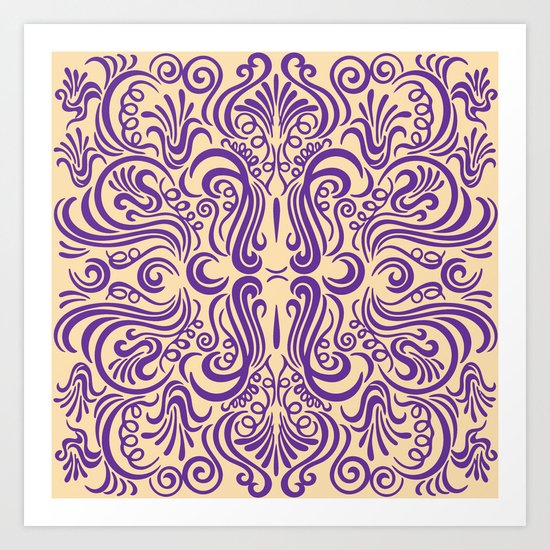 Vintage Ornaments Violet Art Print
