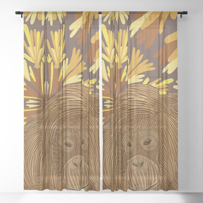 Abstract Orangutan Sheer Curtain