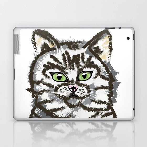 Expressive Sitting Cat Pose Illustration.  Laptop & iPad Skin