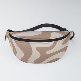 Liquid Swirl Contemporary Abstract Pattern in Chocolate Milk Brown and Beige Fanny Pack