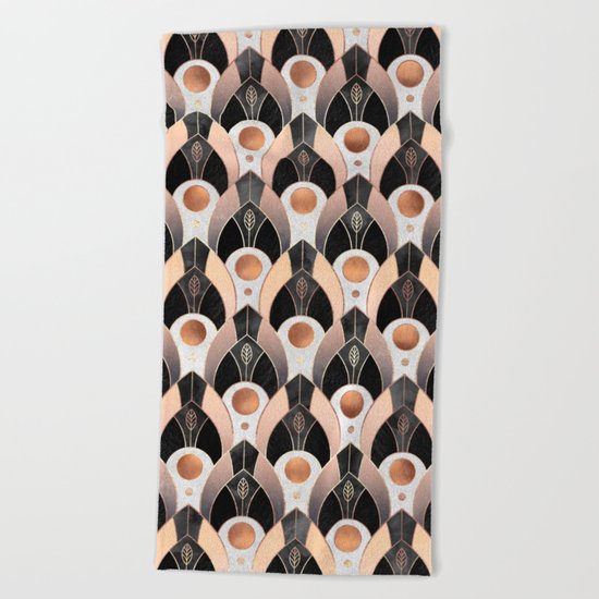 Art Deco Leaves / Version 1 Beach Towel