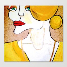 Original Acrylic Painting of a Woman Yellow Gold  Canvas Print