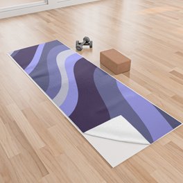 Retro Waves Abstract Pattern in Deep Periwinkle Purple Tones Yoga Towel