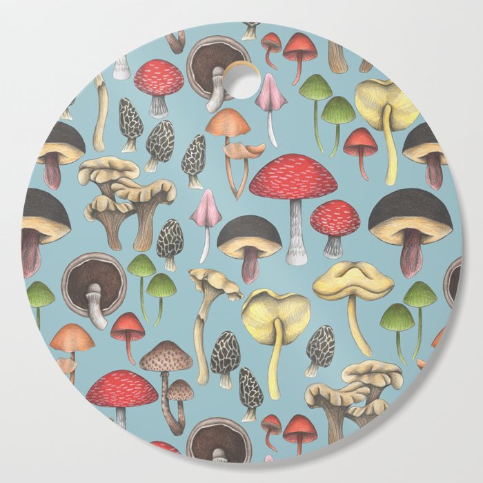 Wild Mushrooms Fantasy Blue Cutting Board